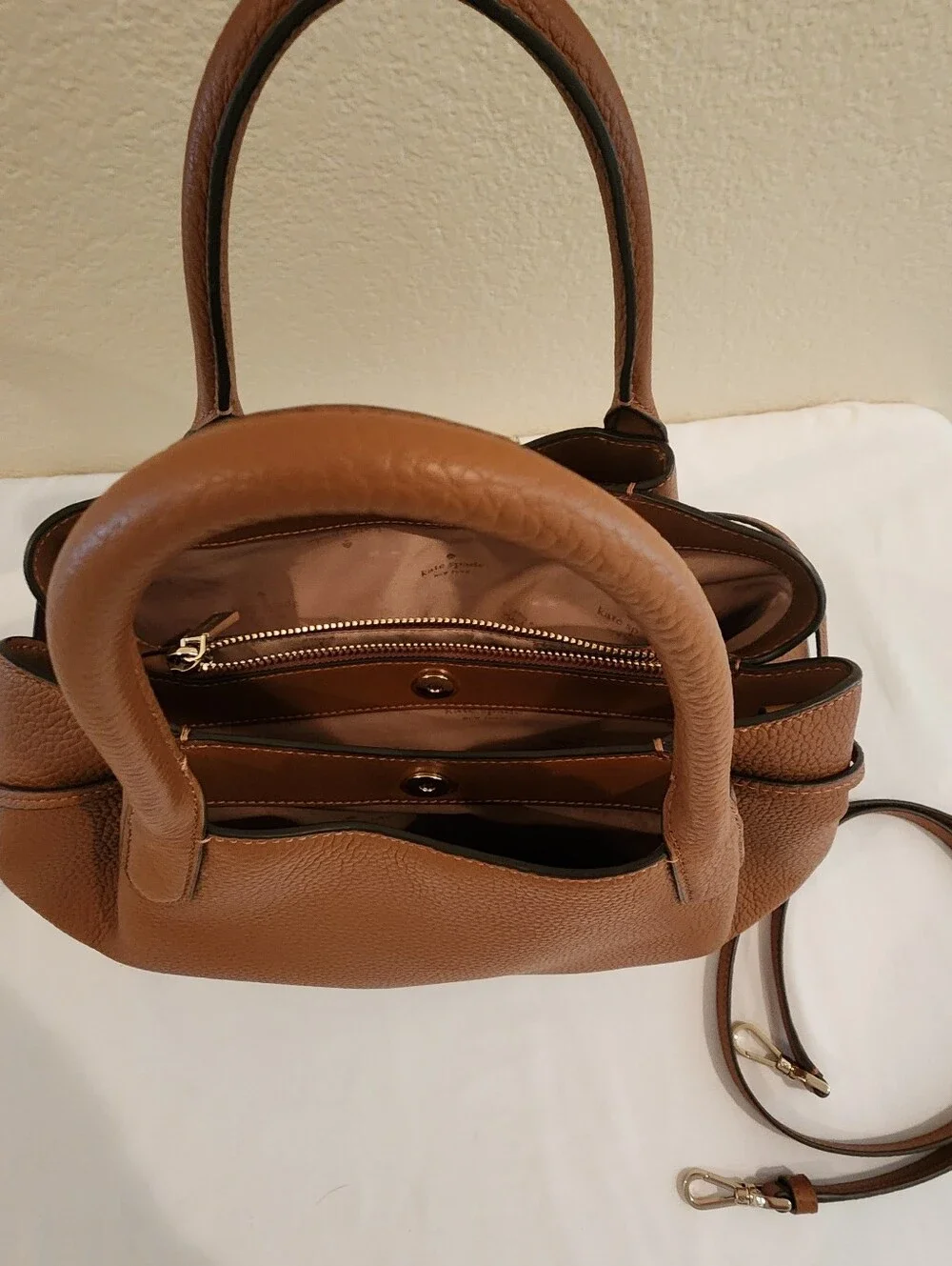 Kate Spade Large Dumpling Satchel Warm Gingerbread Flawless w/ Strap